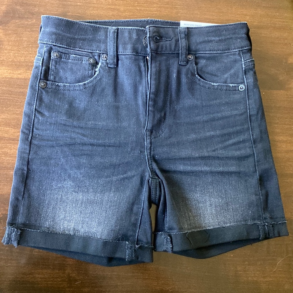 American eagle high rise midi stretch denim short